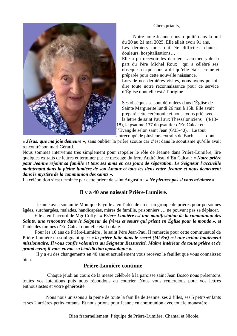 Jeanne nous a quitt...